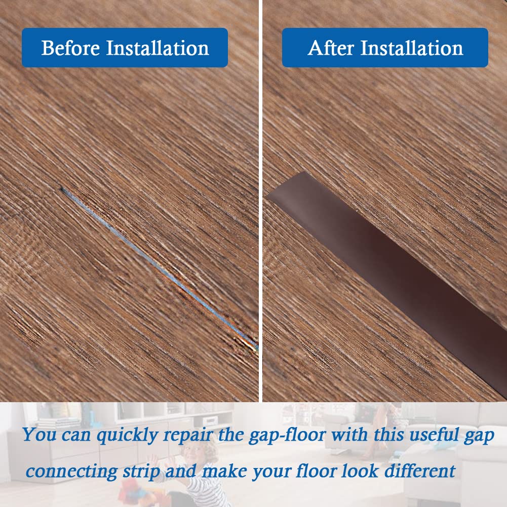 Floor Transition Strip Self Adhesive Floor Cover Strips Laminate 3" Wide Vinyl Flat Divider Transitions (7.5cm, 3.3Ft, Brown)