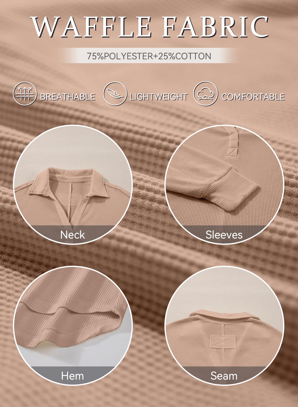 AlvaQ Shirts for Women Fall Winter Clothes Oversized Long Sleeve Sweatshirt Fashion Casual Loose Fit V Neck Drop Shoulder Tunic Tops Khaki Medium
