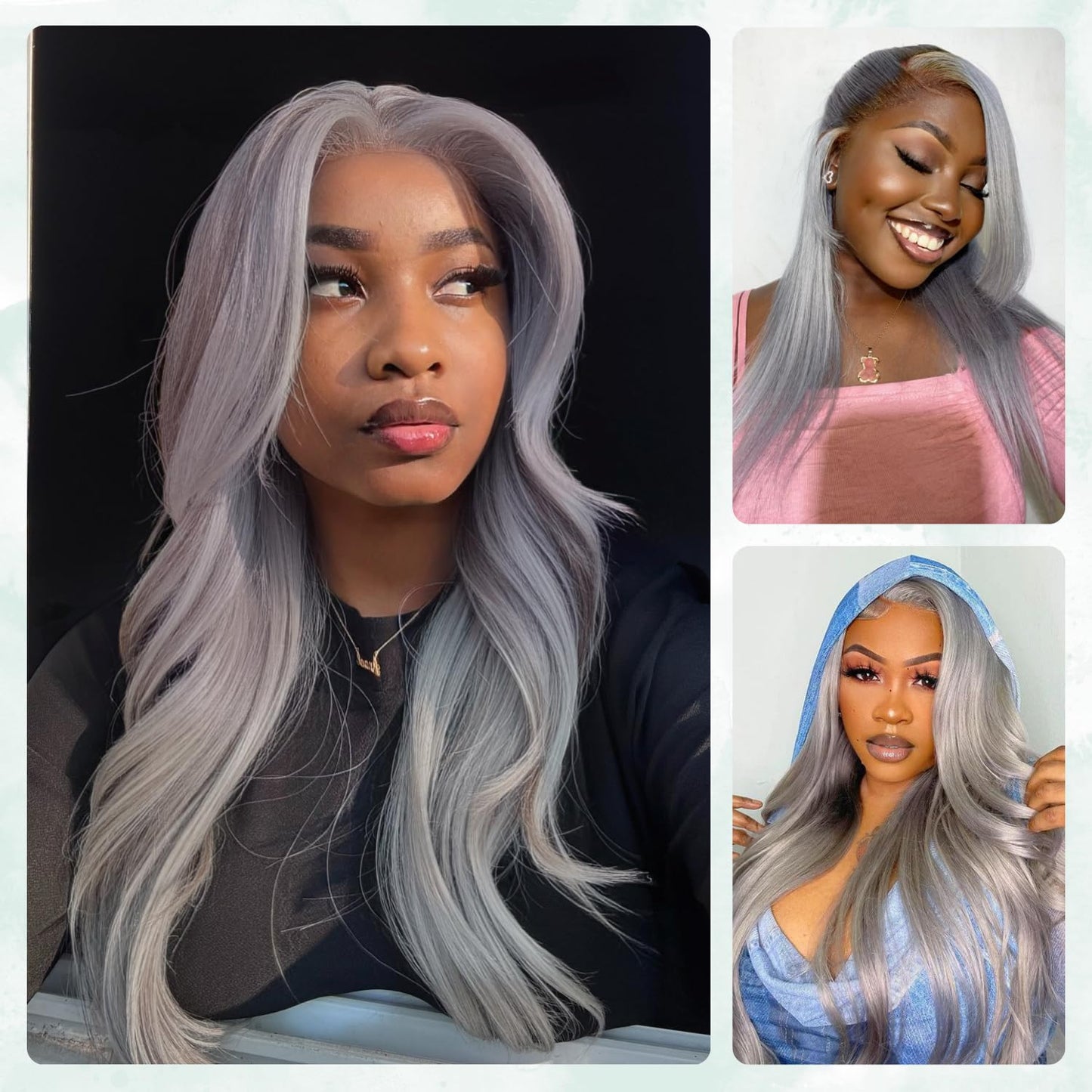 ANMETAN Grey Color Bundles Human Hair, Short Human Hair Bundles 10A 100% Unprocessed Virgin Remy Hair Lavender Colored Bundles Straight Silver Gray Human Hair Weave 3 Bundles 12 14 16 Inch for Women
