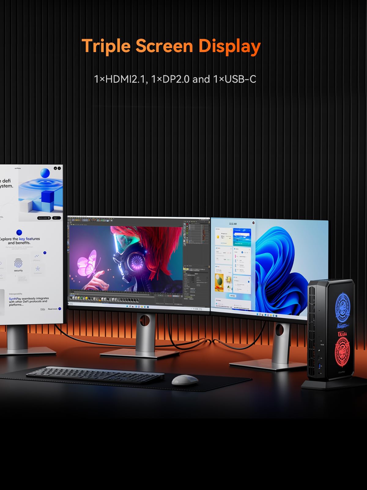 AtomMan G7 Pt Mini PC AMD Ryzen 9 7945HX(16C/32T, up to 5.4GHz) 32GB DDR5 1TB PCIe4.0 SSD Micro Computer, HDMI+DP+USB-C Output, 2.5G LAN, WiFi7, BT5.4, 4xUSB AMD Radeon RX 7600M XT Graphics Gaming PC