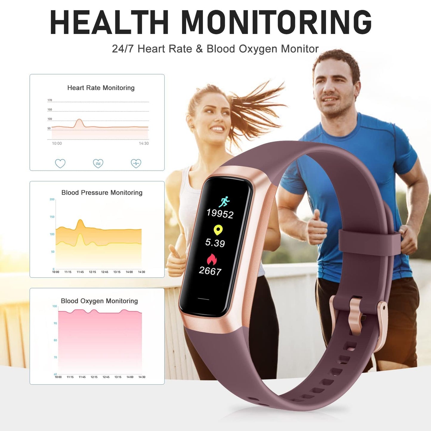 Bakoor Fitness Tracker, 1.10" Step Tracker with 24/7 Heart Rate, Blood Pressure, Activity Tracker Step Counter with Pedometer, Calories, Sleep Trackers, Fitness Watch for Sports Women Men