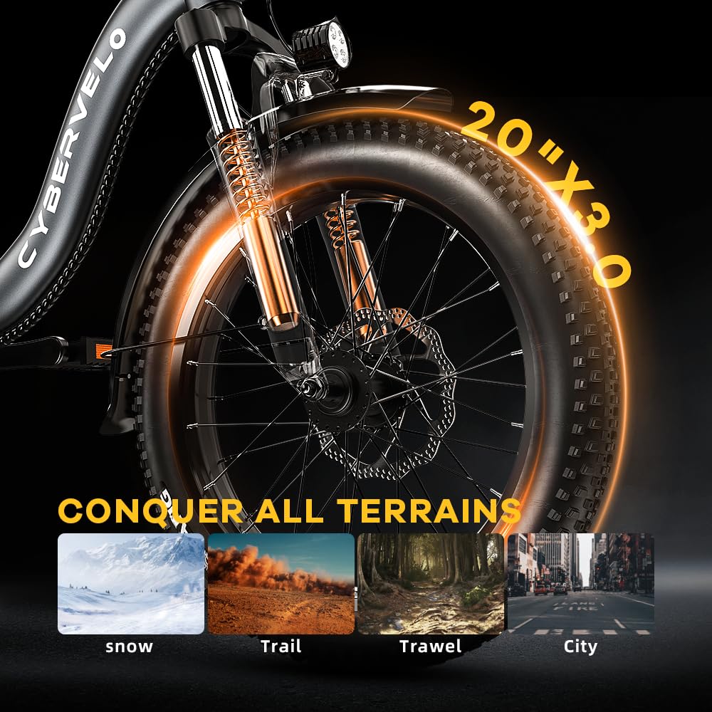 DriftGod Folding Electric Bike for Adults – 1000W Motor, 20"x3" Fat Tire, 48V Removable Battery, All-Terrain E-Bike with 7-Speed, Front Suspension – Powerful Foldable Ebike for Commuter