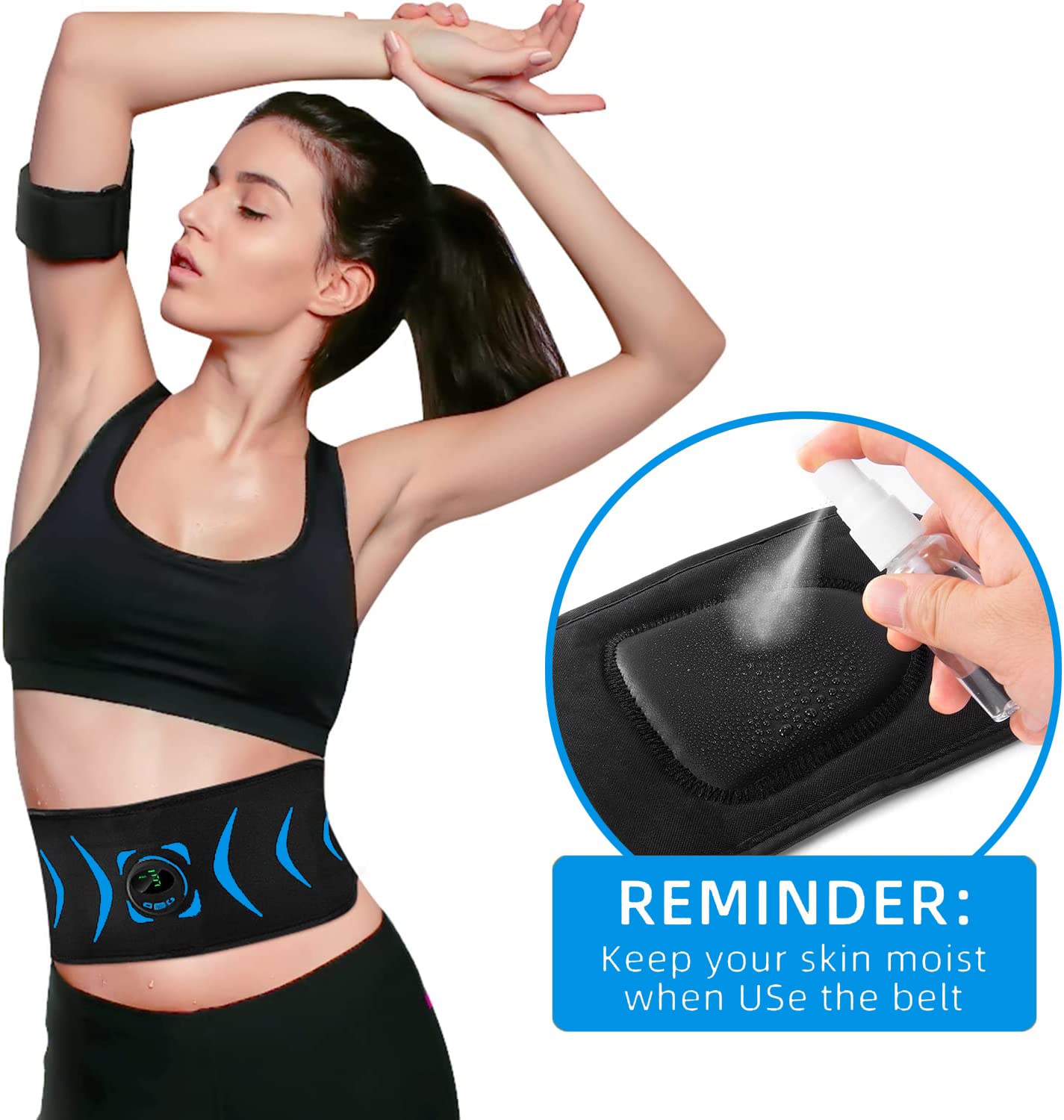 FOPIE Intelligent Wireless Fitness Apparatus, ABS Stimulator, Abdominal Toning Belt Portable Ab Toner Waist Trainer Fitness Trimmer Workout Equipment for Home NFB-6