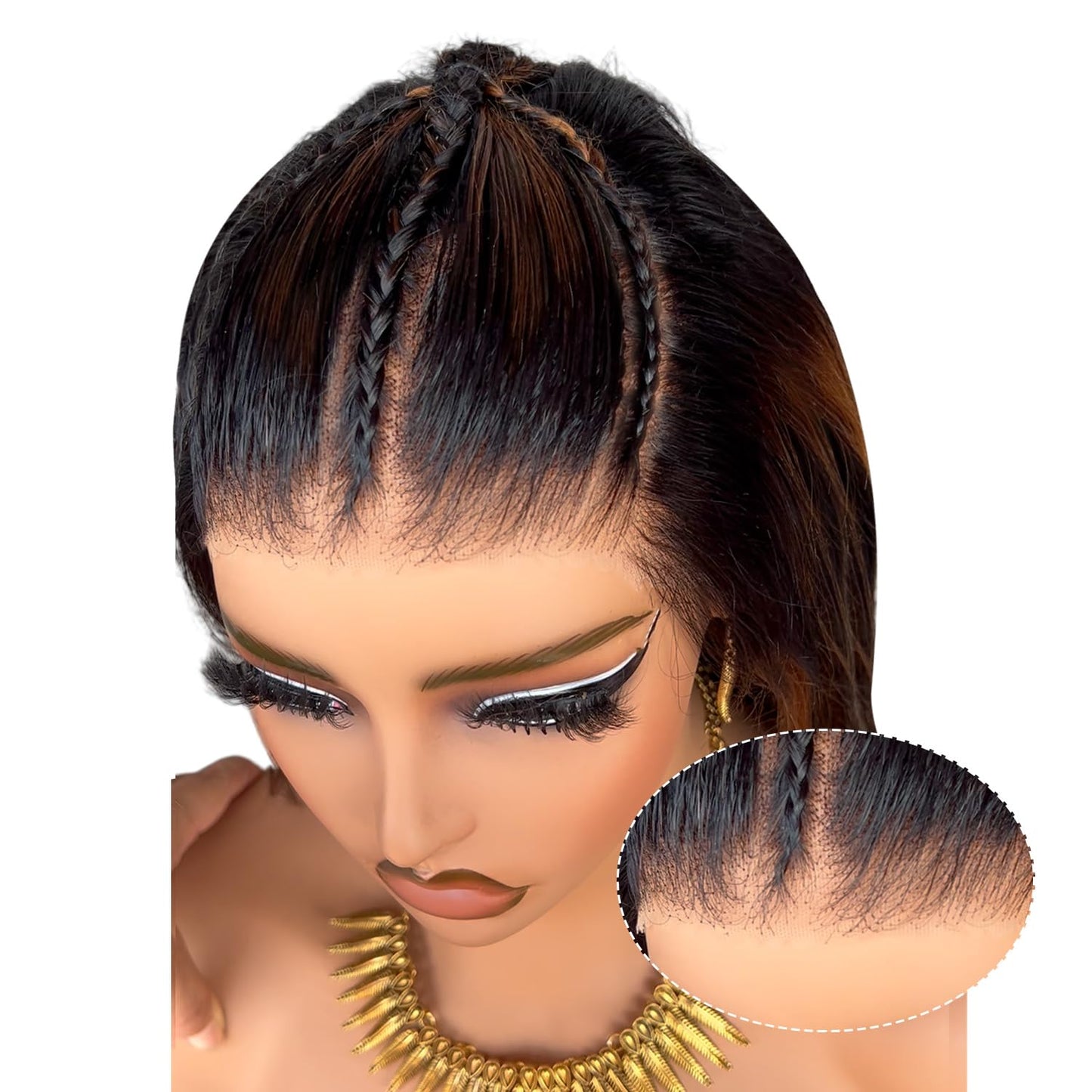 AMIRTY Ombre Lace Front Wig Human Hair 200% Density Glueless Braided Wigs Human Hair for Women 9x6 HD Bleached Knots Highlight Straight Lace Front Wigs Human Hair 20 Inch
