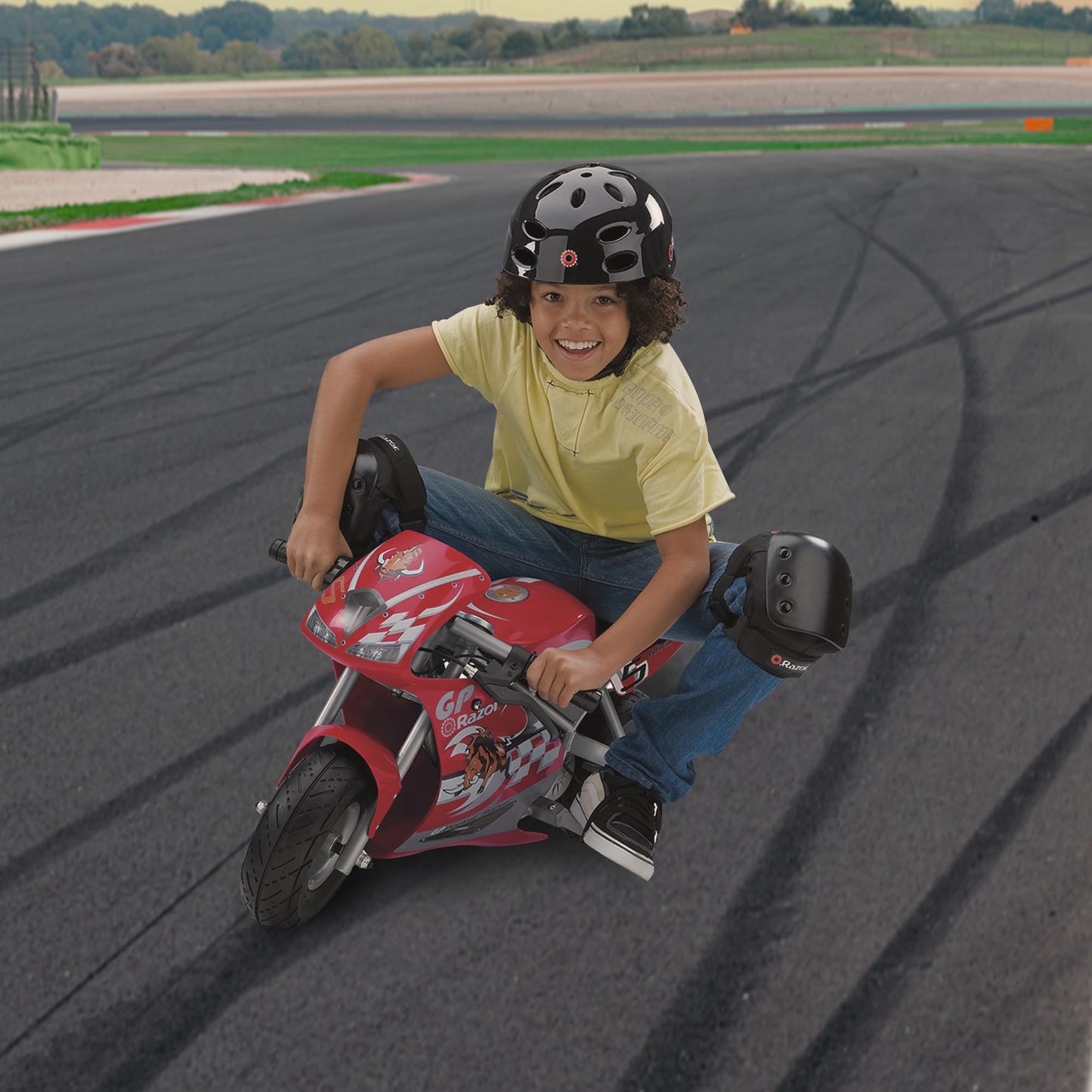 Razor 24V Mini Electric Bike, Single Speed Racing Motorcycle Pocket Rocket with 10 Inch Pneumatic Tires, Speeds up to 15 MPH, Ages 13 and Up, Red