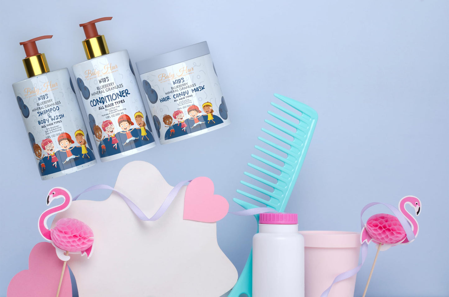Baby Hair - Blueberry Mineral Toddler Shampoo/Body Wash, Conditioner, and Hair Mask Set, Sulfate-Free Shampoo and Conditioner with Strawberry & Blueberry Oil, Detangling Shampoo for Kids, 10 fl.oz.