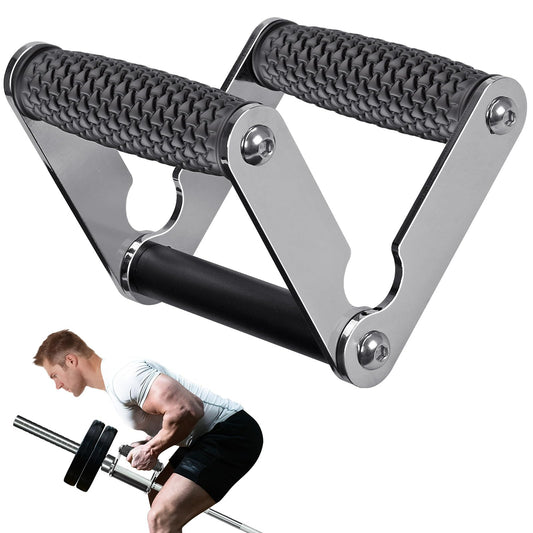 SELEWARE V Bar Landmine Handle Attachment, Solid Landmine Double D Handle T Row Attachment With Non-Slip Rubber Handle, Fits Olympic Bars Strength Training Bars