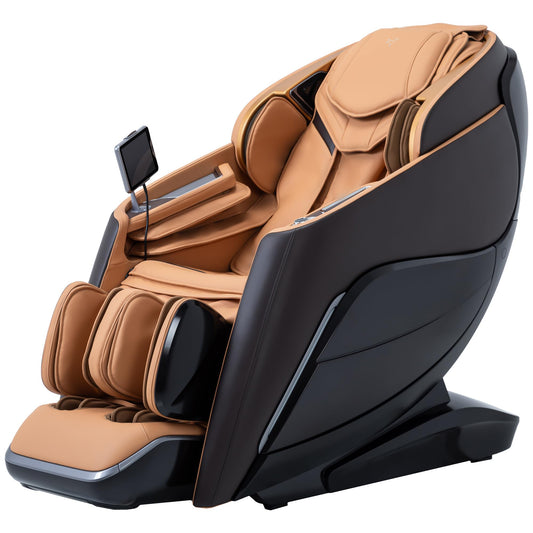 Alfine A710 Pro 2025 4D Massage Chair iRest System, Full Body Zero Gravity Recliner with SL Track, Yoga Stretching, Health Detection, APP Control, and Electric Calfrest Extension (Brown)