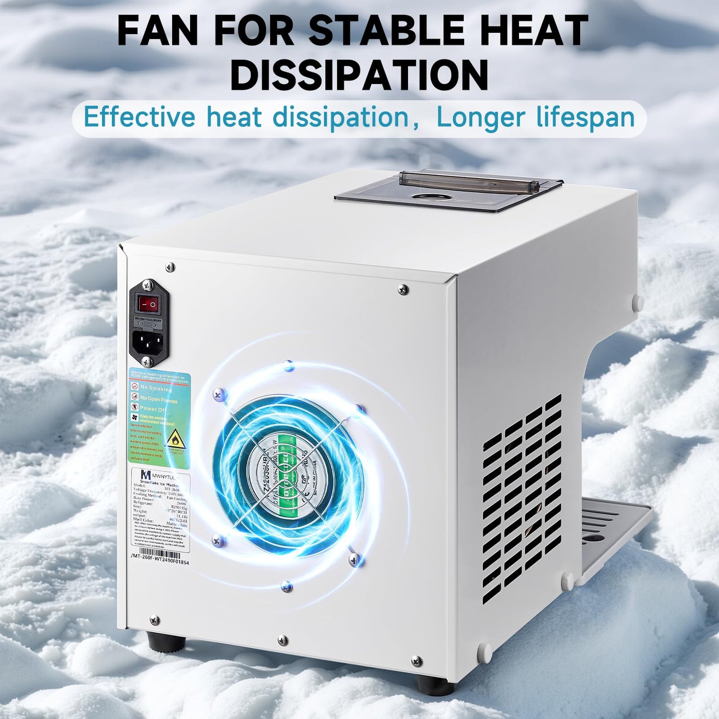 MWNYTUOH Snowflake Ice Machine,260W Shaved Ice Machine for Snowflake, Rapid Cooling, Food-Grade Stainless Steel Material, Snowflake Ice Maker for Kids/Homemade Ice Cream,Suitable for Party＆Homemade