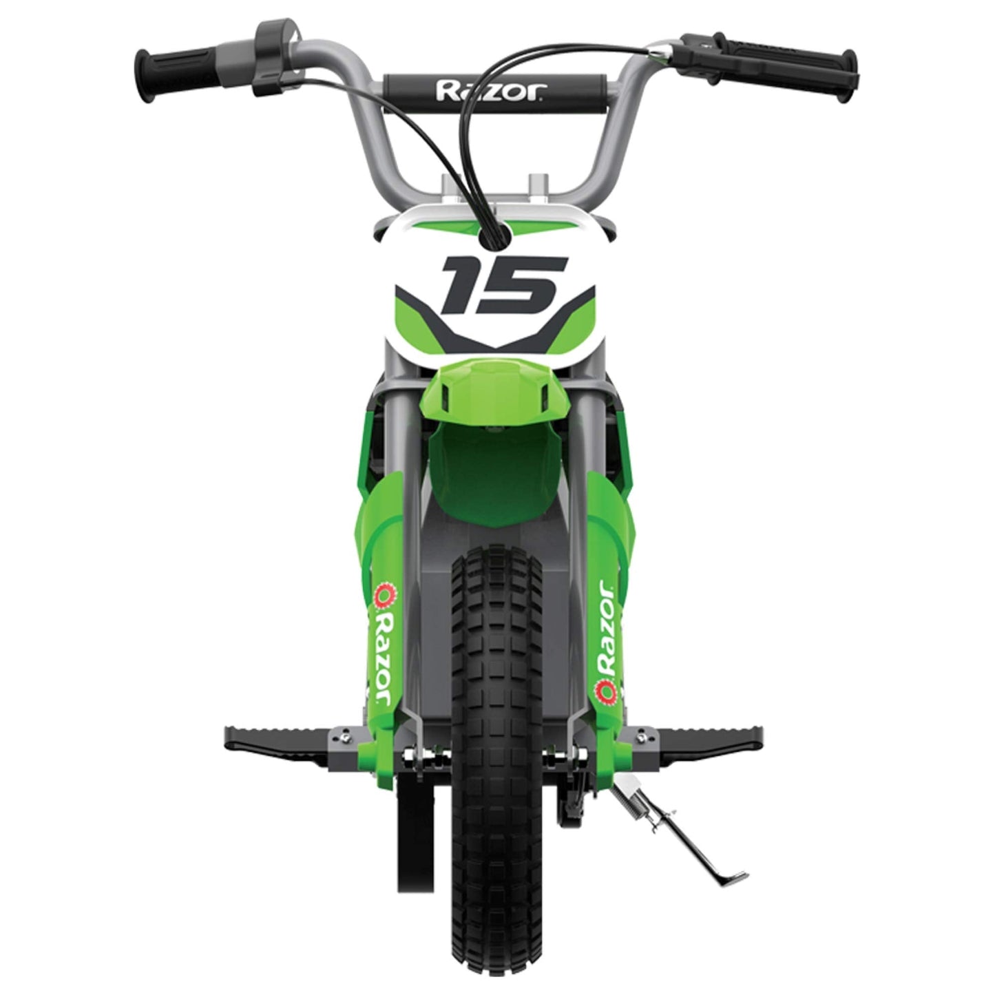 Razor MX400 Dirt Rocket 24V Electric Toy Motocross Dirt Bike with Hand-Operated Brakes and Retractable Kickstand, Green (2 Pack)