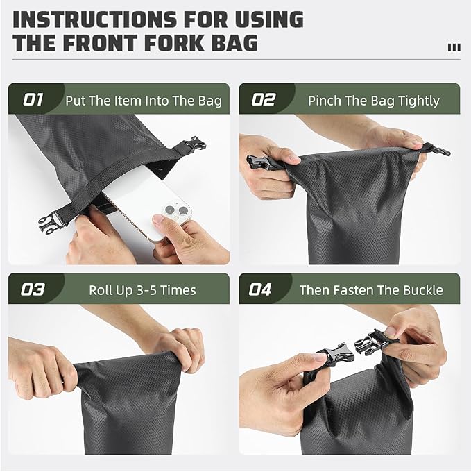 Lixada Bike Fork Bag 5L Bicycle Bag Bicycle Front Bag Bicycle Fork Bag Waterproof Dry Bag Bike Riding Bag Bike Panniers for Mountain Bikes Road Bikes