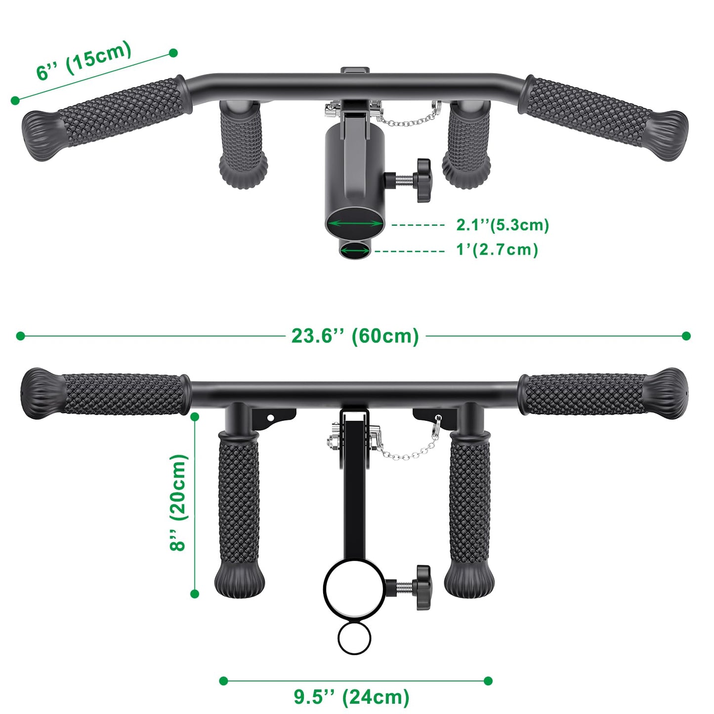 SELEWARE T Bar Row Attachment for 1 & 2" Barbell Bar, Solid Adjustable Multi-Grip Landmine Handle Attachment with Non-Slip Rubber Handle