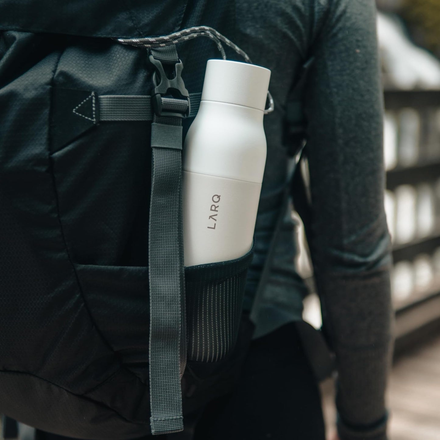 LARQ Bottle PureVis 25 oz - Self-Cleaning and Insulated Stainless Steel Water Bottle with UV Water Purifier and Award-winning Design | Reusable & Travel Friendly, Granite White