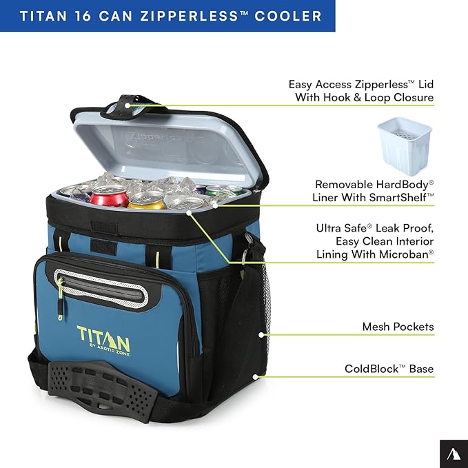 Arctic Zone Titan Deep Freeze Cooler - Zipperless Hardbody Cooler - Small & Large Capacity- Beach & Camping Cooler - Deep Freeze Insulation, HardBody Liner, and SmartShelf