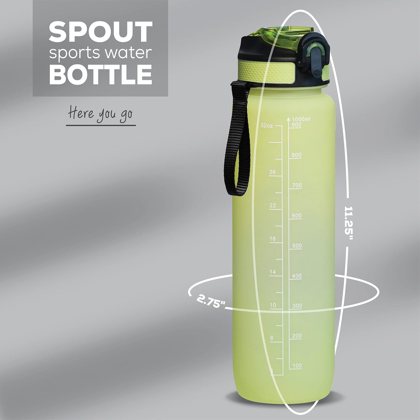 YOU GOT THIS LIVING Motivational Water Bottle with Time Marker, 32 oz Water Bottle, Sports Water Bottle with Spout, Achieve All-Day Hydration SpillProof, BPA FREE