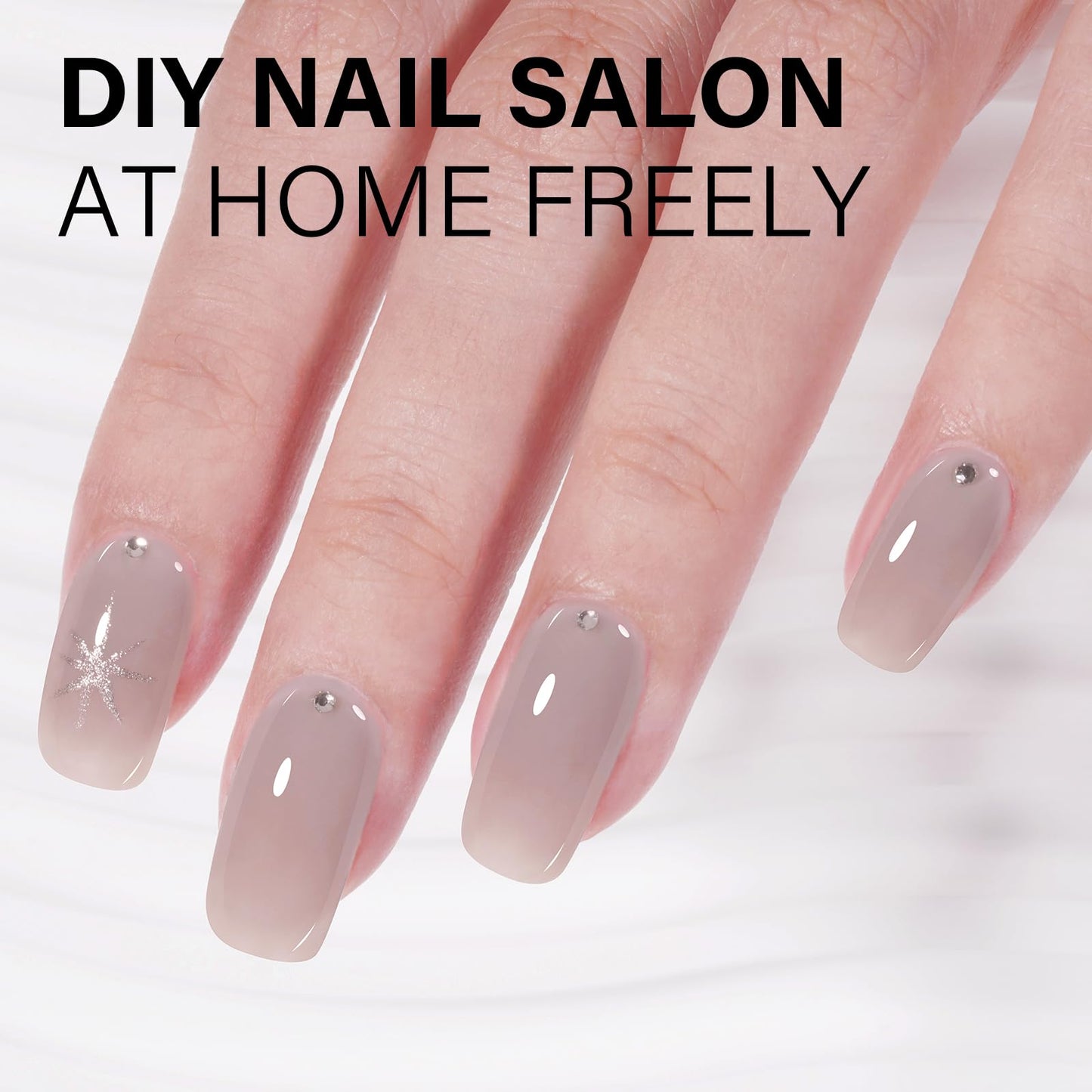AILLSA Nude Gel Polish Edinburgh Grey Translucent Gel Nail Polish Light Color Jelly Gel Polish Long Lasting Warm Gray Neutral Nails Soak Off U V Gel for Nail Art at Home Valentine Gift 0.51 Oz GB132
