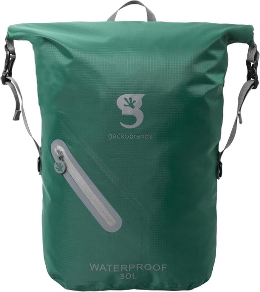 geckobrands Lightweight 30L Waterproof Backpack - Lightweight Watertight Outdoor Bag Hiking Traveling Light Water Activities