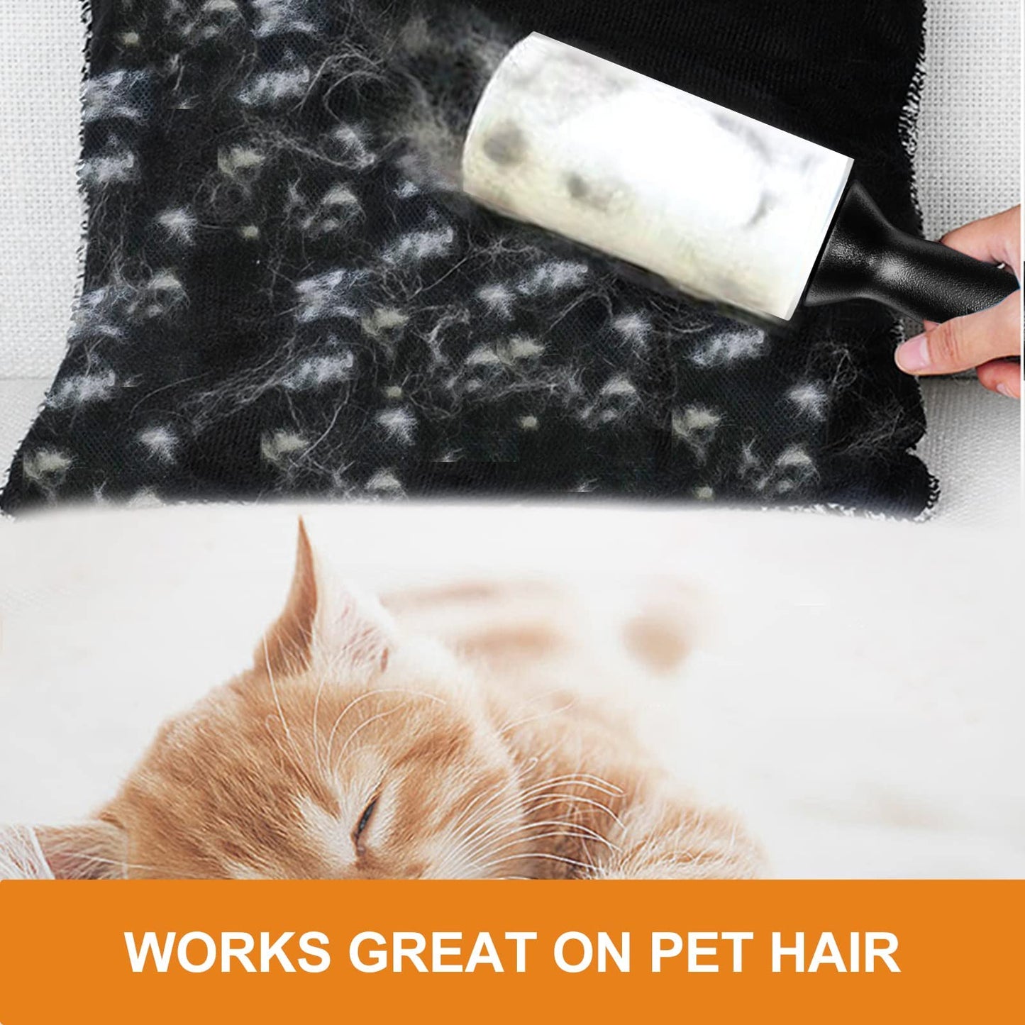 Cusbus Lint Rollers for Pet Hair - Extra Sticky, [450 Sheets/5 Refills] Lint Roller with 2 Upgraded Handles, Portable Lint Remover Brush for Dog & Cat Hair