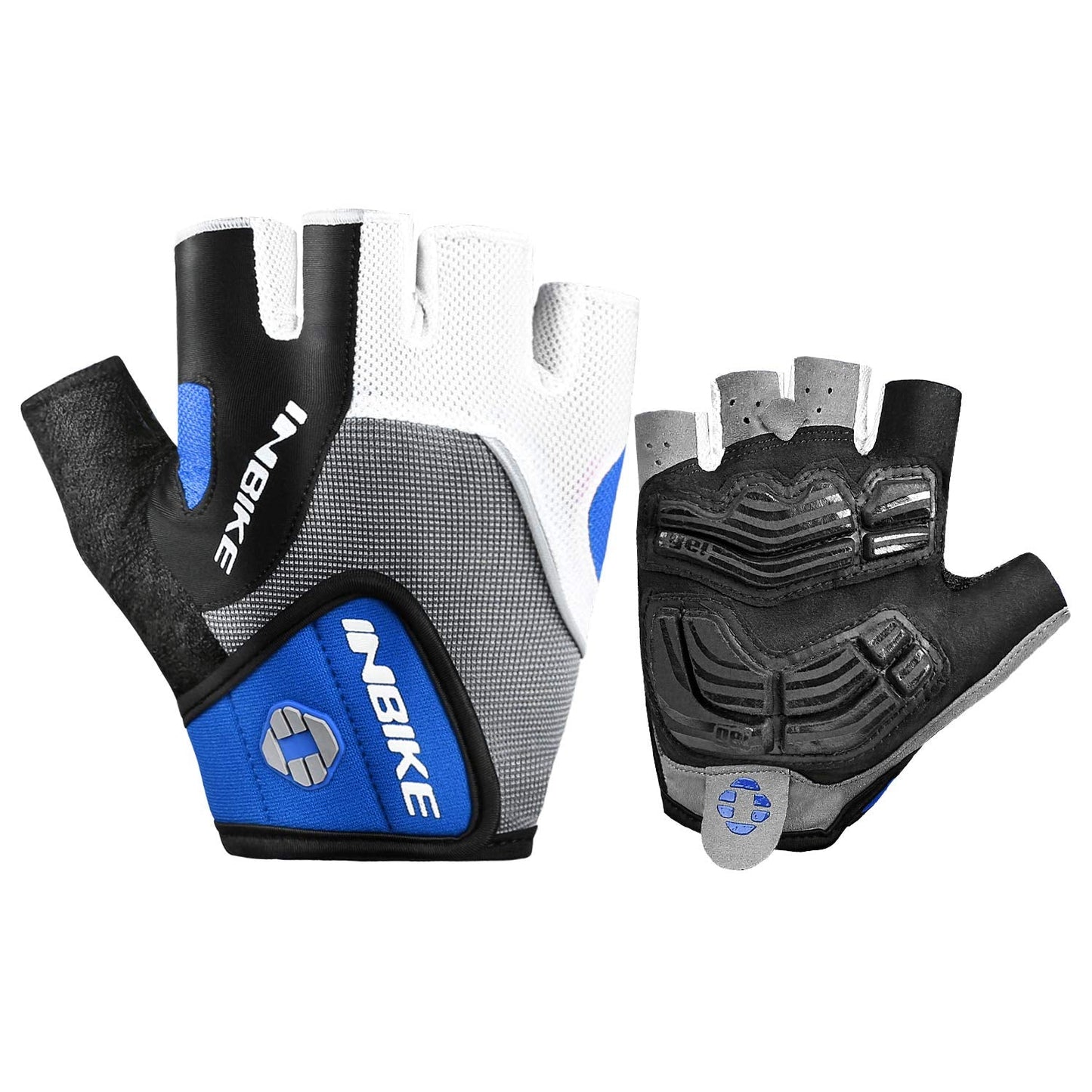 INBIKE 5mm Gel Pad Half Finger Bike Bicycle Cycling Gloves Blue XX-Large