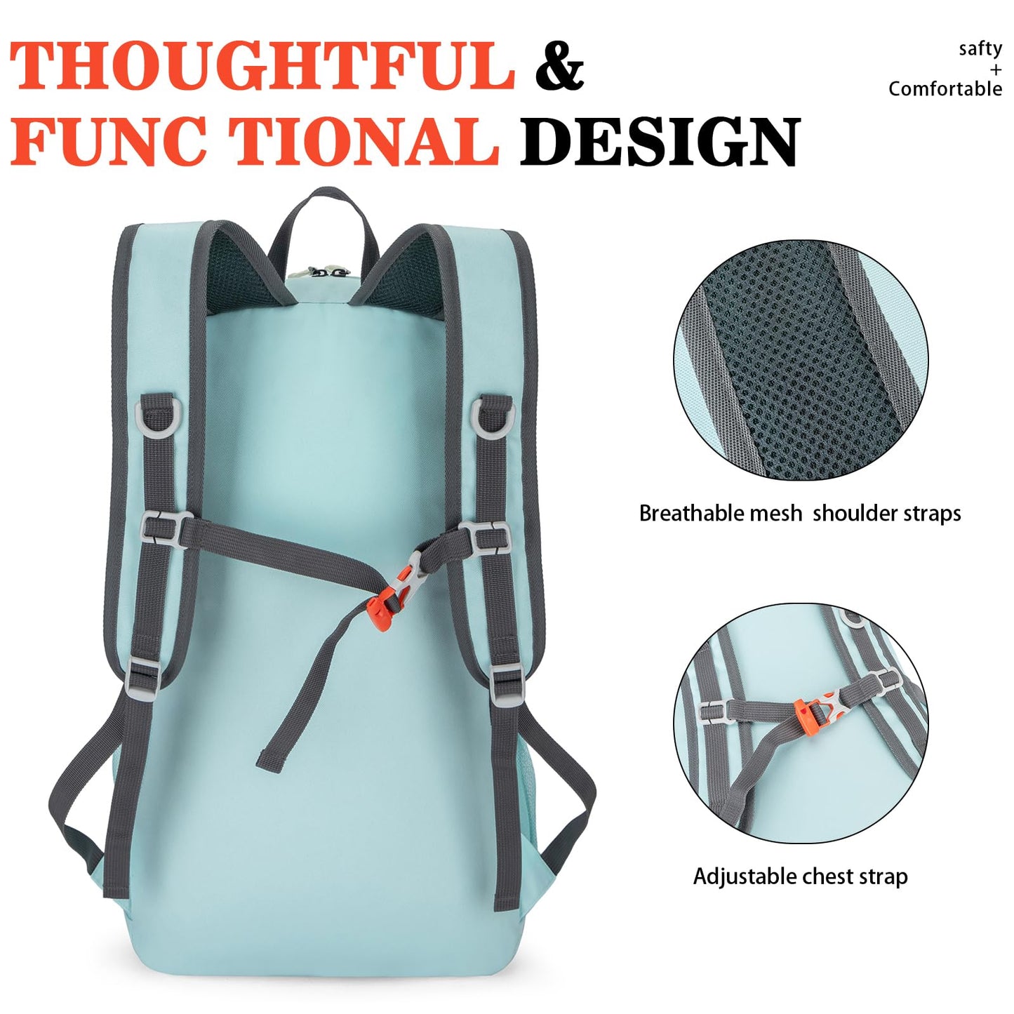 BAGPARKK Hiking Backpack,Large 35L Travel Backpacks for Men Women,Water Resistant Ultra Lightweight Foldable Packable Camping Daypack for Outdoor Sports