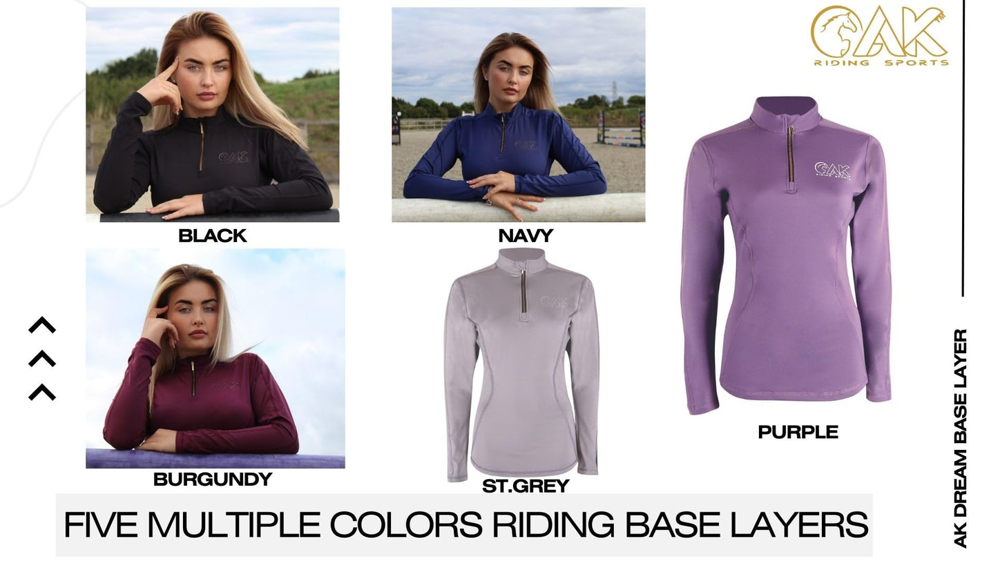AK Dream Full Sleeve Equestrian Horse Riding Base Layer AKRS-6055-01 (US, Alpha, Large, Regular, Regular, Navy)