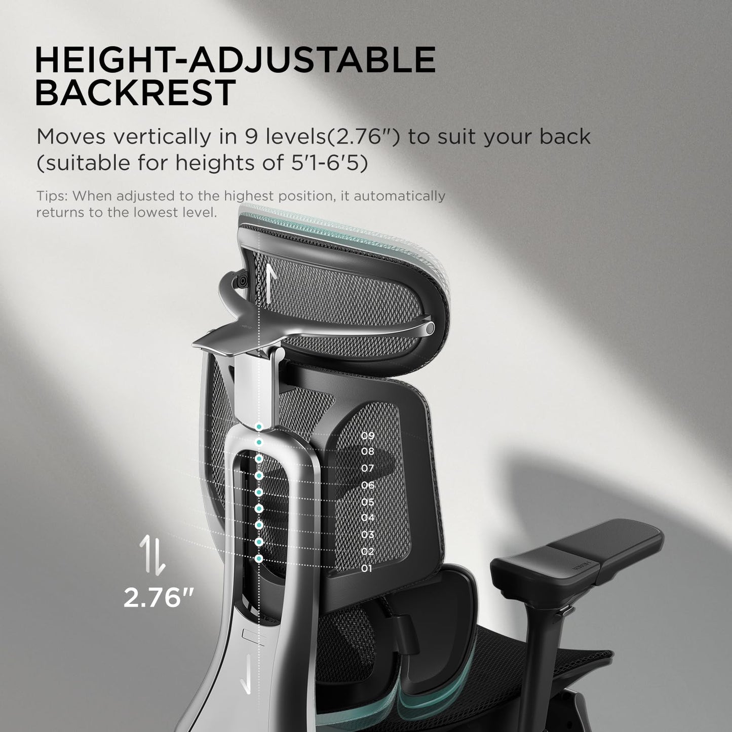 Hbada E3 Pro Ergonomic Office Chair, Big and Tall Office Chair - with 3-Zone Dynamic Lumbar Support, 4D Adjustable Headrest, 6D Adjustable Armrests, Swivel, Black