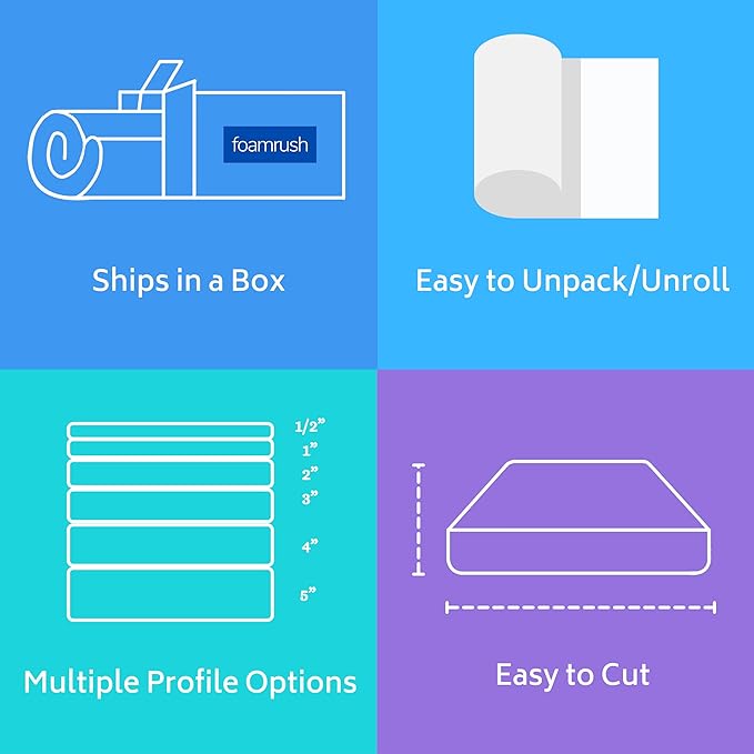 FoamRush 6-Inch Bunk (48" x 80") High Density Foam RV Mattress Replacement with Cotton Cover, Medium Firm, Pressure Relief Support, Travel Camper Trailer Truck, Made in USA, CertiPUR-US Certified