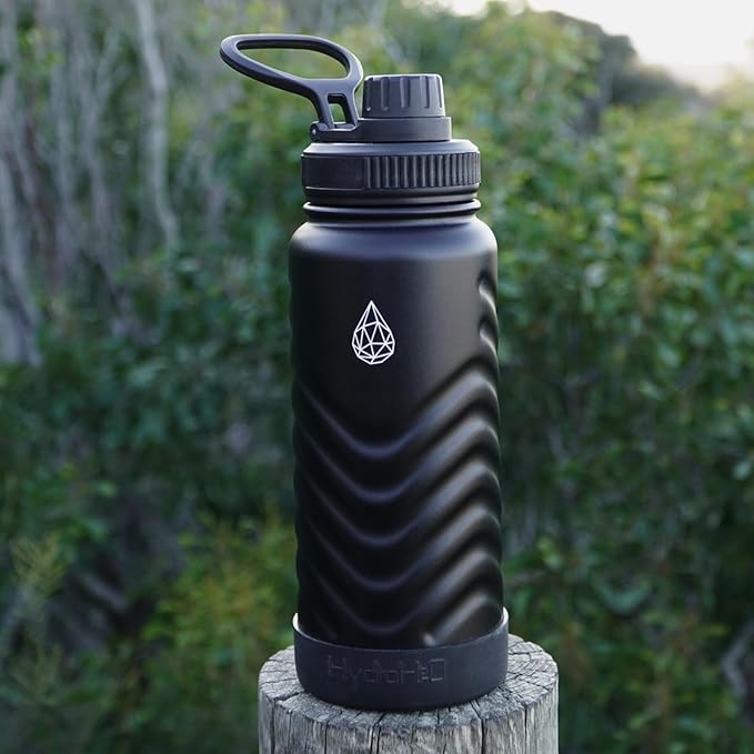 Insulated Water Bottle 32 oz - Green Water Bottle with Straw (Straw Lid & Spout Lid) & Silicone Handle & Boot - Wide Mouth Stainless Steel Water Bottles - BPA Free - (Green, 1000ml)