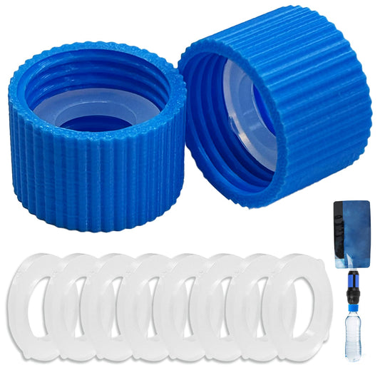 2 Pcs Water Filter Coupling Kit, Filter Cleaning Gasket With Seal, Compatible with 28mm External Threaded Water Filters and Plastic Bottles for Mountaineering Camping