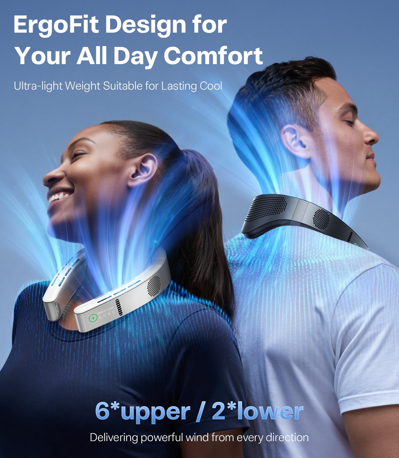 TORRAS 2025 Top Al Neck Fan Air Conditioner Coolify Cyber, Portable Neck Fans that Blow Cold Air【No.1 Coolest & 720° Immersive Cooling】 Personal AC Rechargeable for Outdoor/Indoor. Gifts for Dad/Mom
