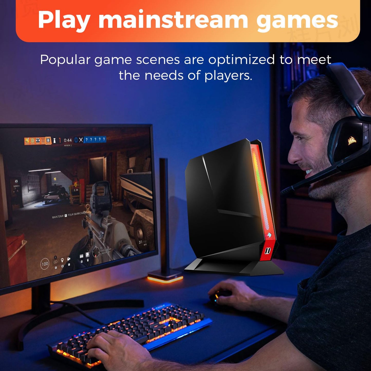 Mini Gaming PC, Intel 13Th Gen Core i9-13900HK, NVIDIA RTX 4060 Discrete Graphics Mini Desktop Computer, 32GB DDR5 RAM, 1TB PCIe G4x4 NVMe SSD, RGB Lights, Triple Display, WiFi 6E BT 5.3, Win 11 Pro