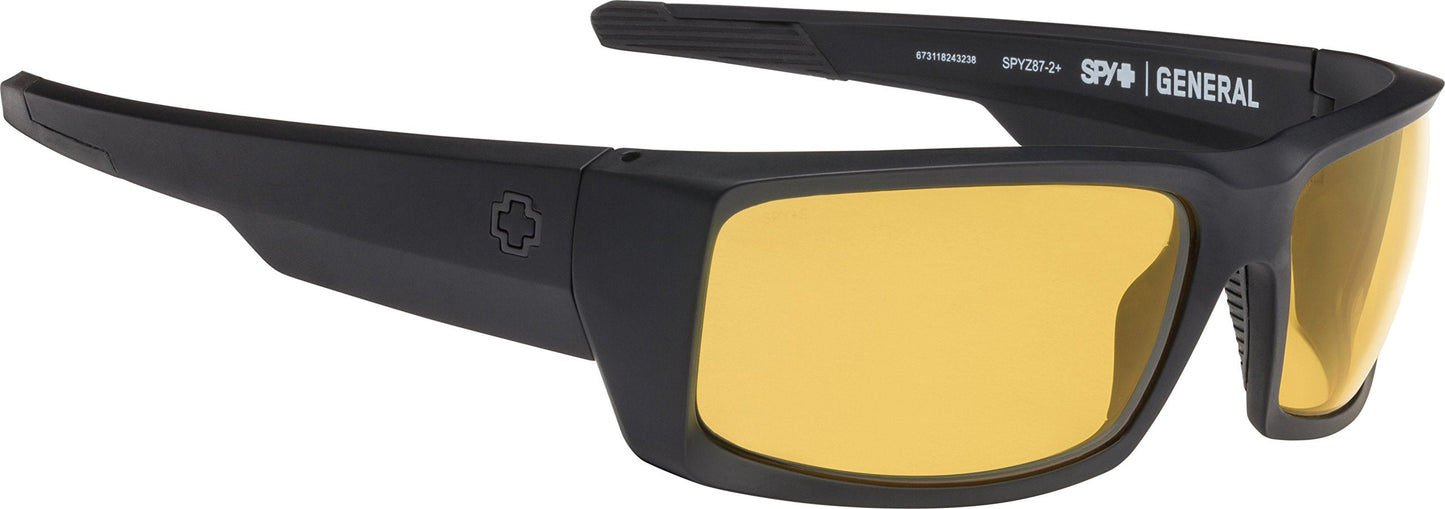 Spy Optic Men's General Rectangular Sunglasses, Ansi Matte Black & Yellow, 60 mm