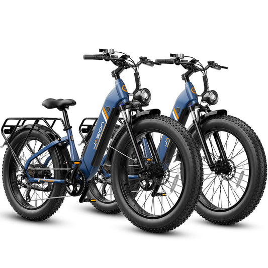 Jasion Thunder Electric Mountain Bike 2PCS, 1500W Peak Motor, 48V 18AH Removable Battery 30+MPH Ebike for Adults APP Control, Hydraulic Brake, Front Suspension, 26'' x 4'' Fat Tire Electric Bicycles B