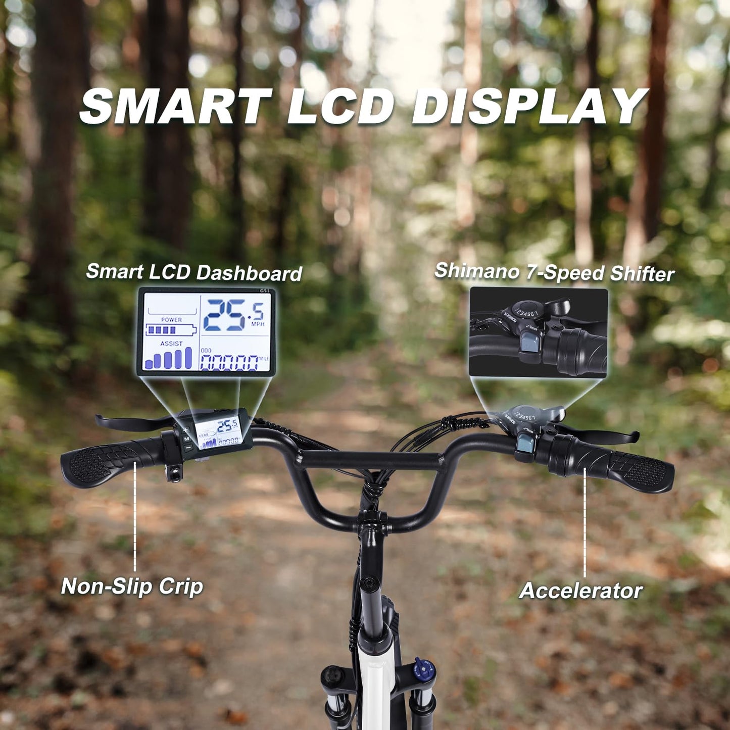 Electric Bike for Adults, RP50 1000W Peak Ebike, Up to 65Miles, 20''×3.0 Fat Tire Adult Electric Bicycle with 696Wh Removable Battery, 25MPH Commuter Cargo E bike, 7 Speed Gear and Front Suspension