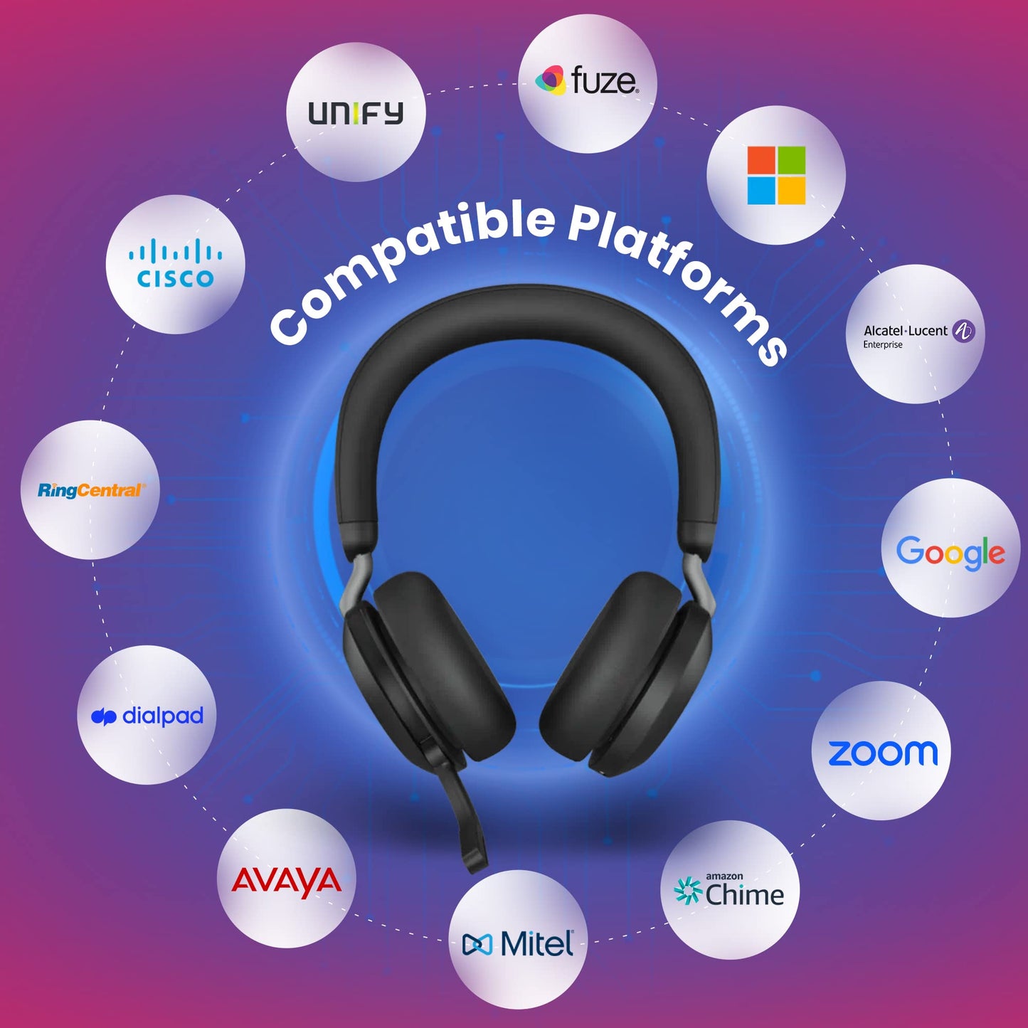 Jabra Evolve2 75 Wireless Bluetooth Headphones - Charging Headset Stand, USB-A Dongle, Compatible with Zoom, Webex, Teams, Phone Calls, PC, MAC, Mobile, Global Teck Gold Support Plan, Cellphone Wallet