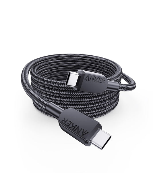 Anker USB C to USB C Cable (6FT),240W Type-C Fast Charging Cord for iPhone 16/15 Series,MacBook Pro 2020,iPad Air 4 and More (Black)