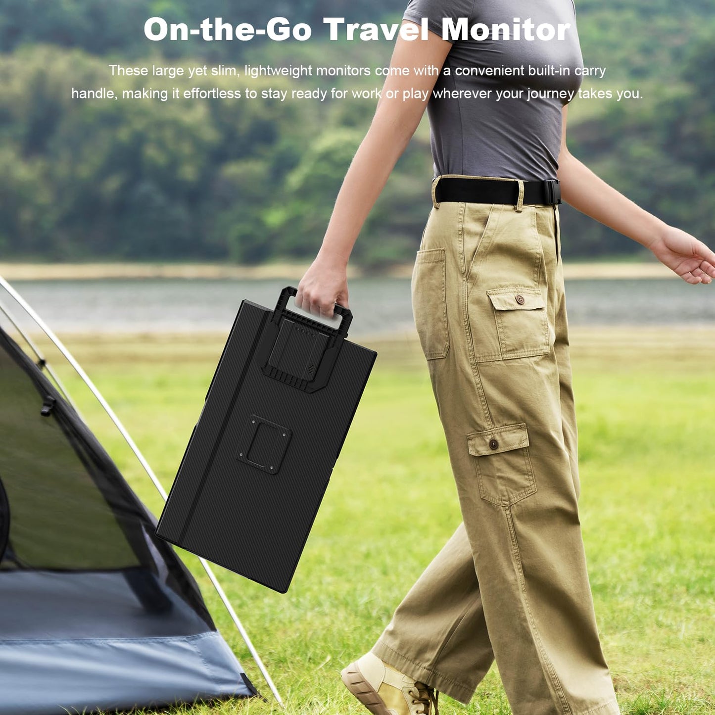 24" Large Portable Monitor, 1080P FHD 100Hz Laptop Screen Extender, 125% sRGB IPS Monitor Extender, USB C HDMI Office Gaming with Detachable Stand, Travel monitor for Window MAC Phone Xbox Switch