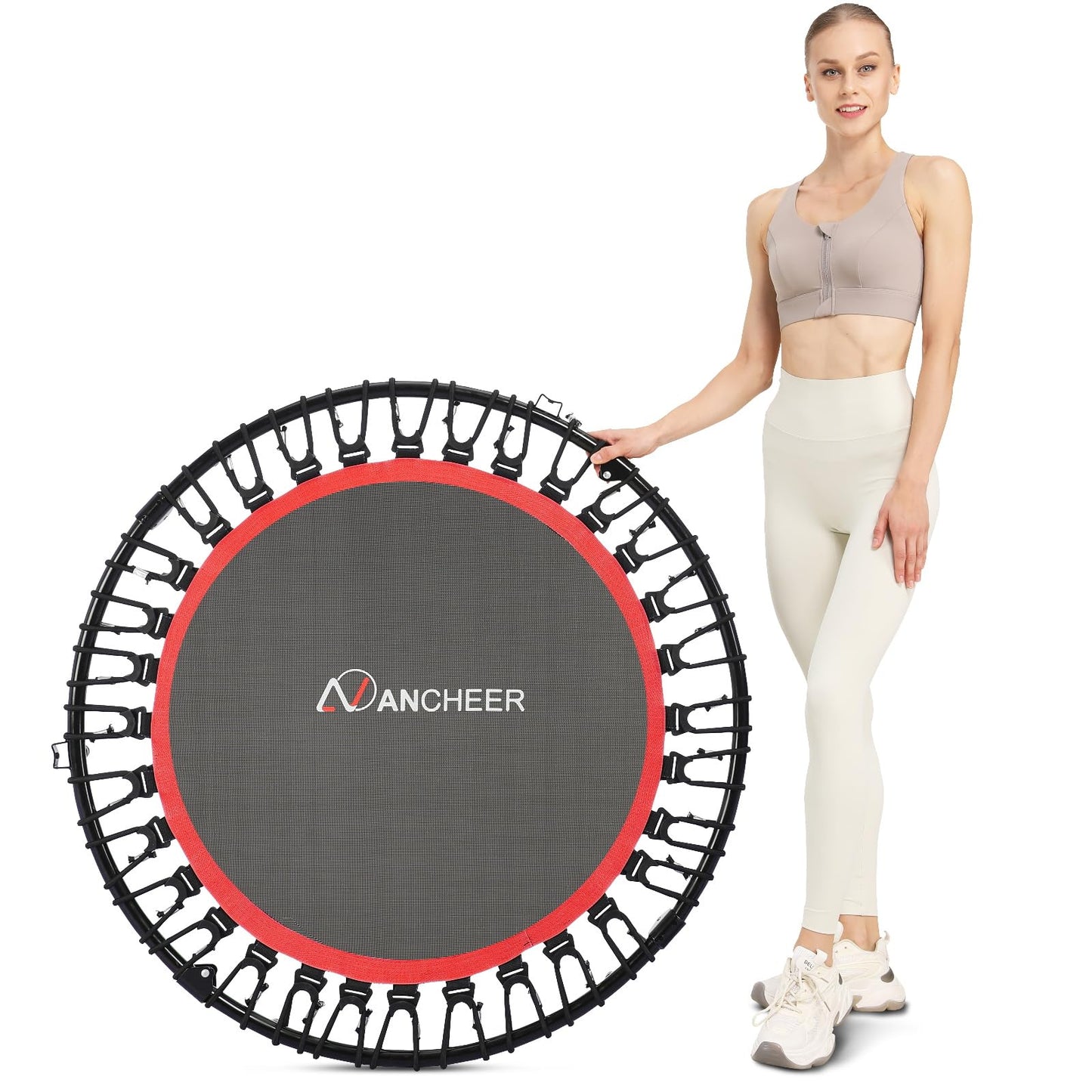 ANCHEER Foldable Mini Trampoline,40" Trampoline for Adults,Fitness Rebounder with Adjustable Foam Handle.Exercise Trampoline for Kids Indoor/Garden