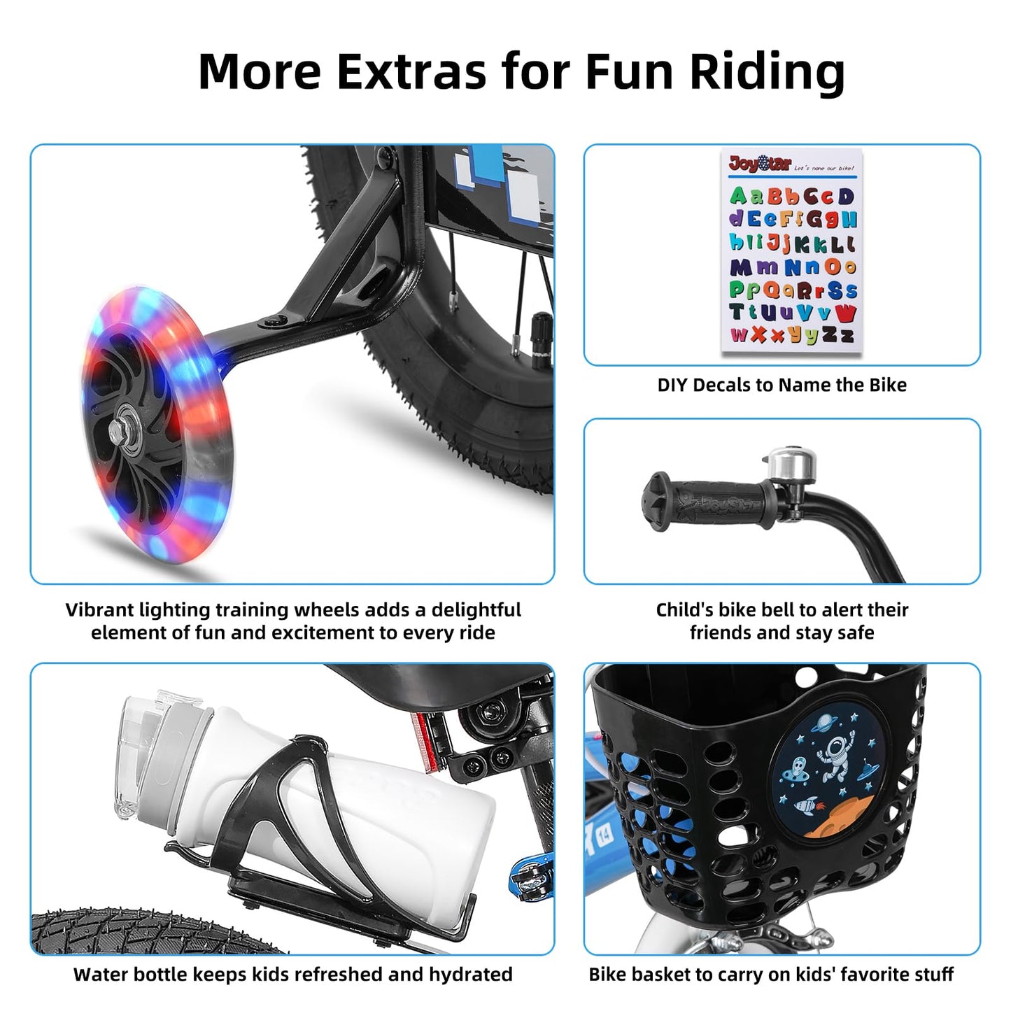 JOYSTAR Pluto Kids Bike 14 Inch BMX Style Children Bicycles with Training Wheels for Boys Girls Age 3-5 Years Blue