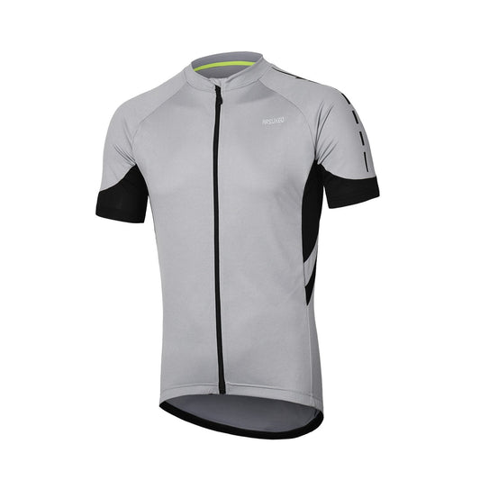 ARSUXEO Men's Short Sleeves Cycling Jersey Bicycle MTB Bike Shirt 636 Light Gray Size XXL
