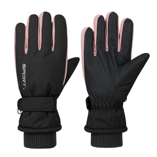 American Trends Ski Gloves for Women Warm Snow Gloves Waterproof Touchscreen Pockets Snowboard Winter Gloves for Outdoor Black One Size