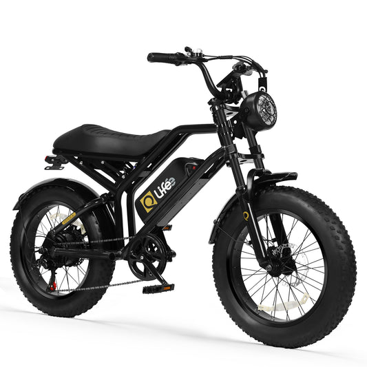 Qlife Electric Bike for Adults-1500W Peak Motor 20" Fat Tires 28MPH EBike, 624Wh Removable Battery Bicycle, with Dual Suspension & Brakes Motorcycle, 7-Speed,E Bike, Spark