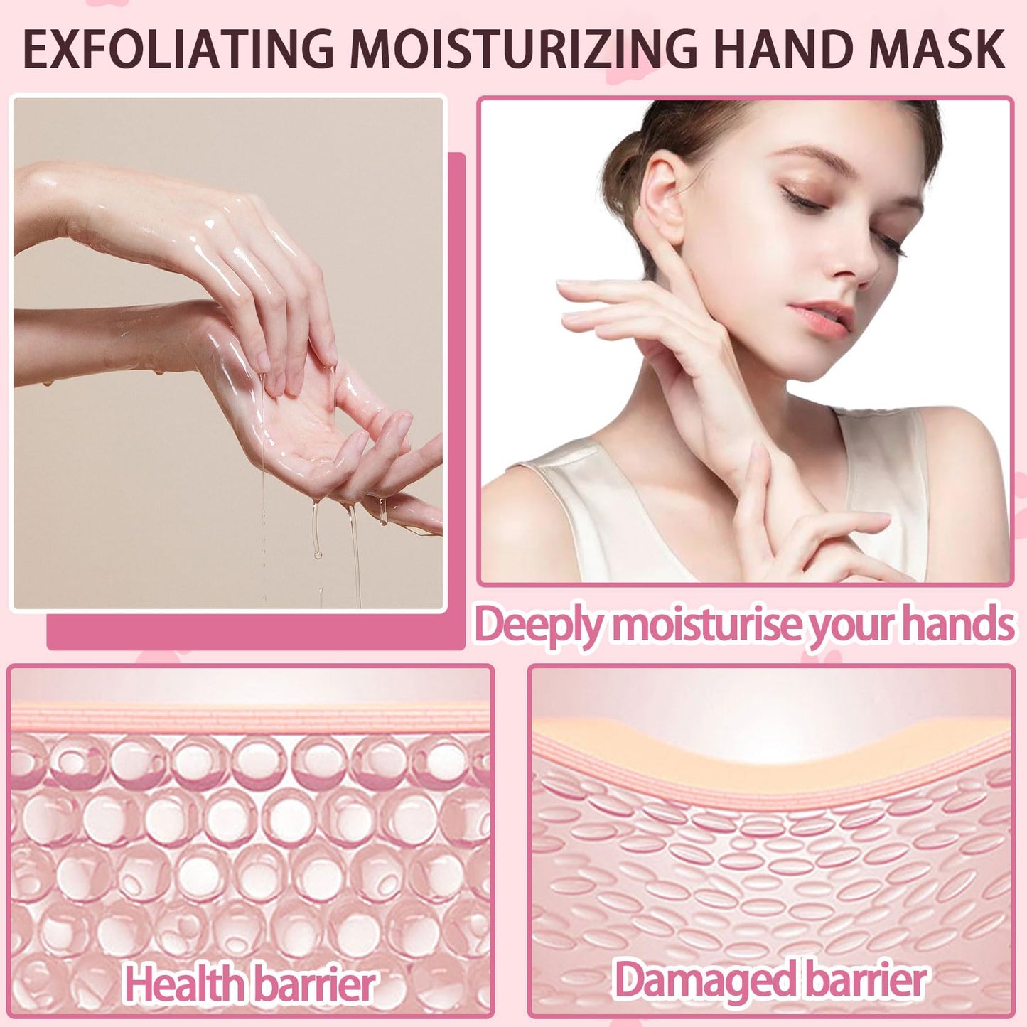 JunKuJK 6PCS Hand Masks,Hydrating Hand Masks Moisturizing Gloves Overnight for Dry Cracked Hands,Daily Hand Care Hand Masks Gift Set for Women and Men M