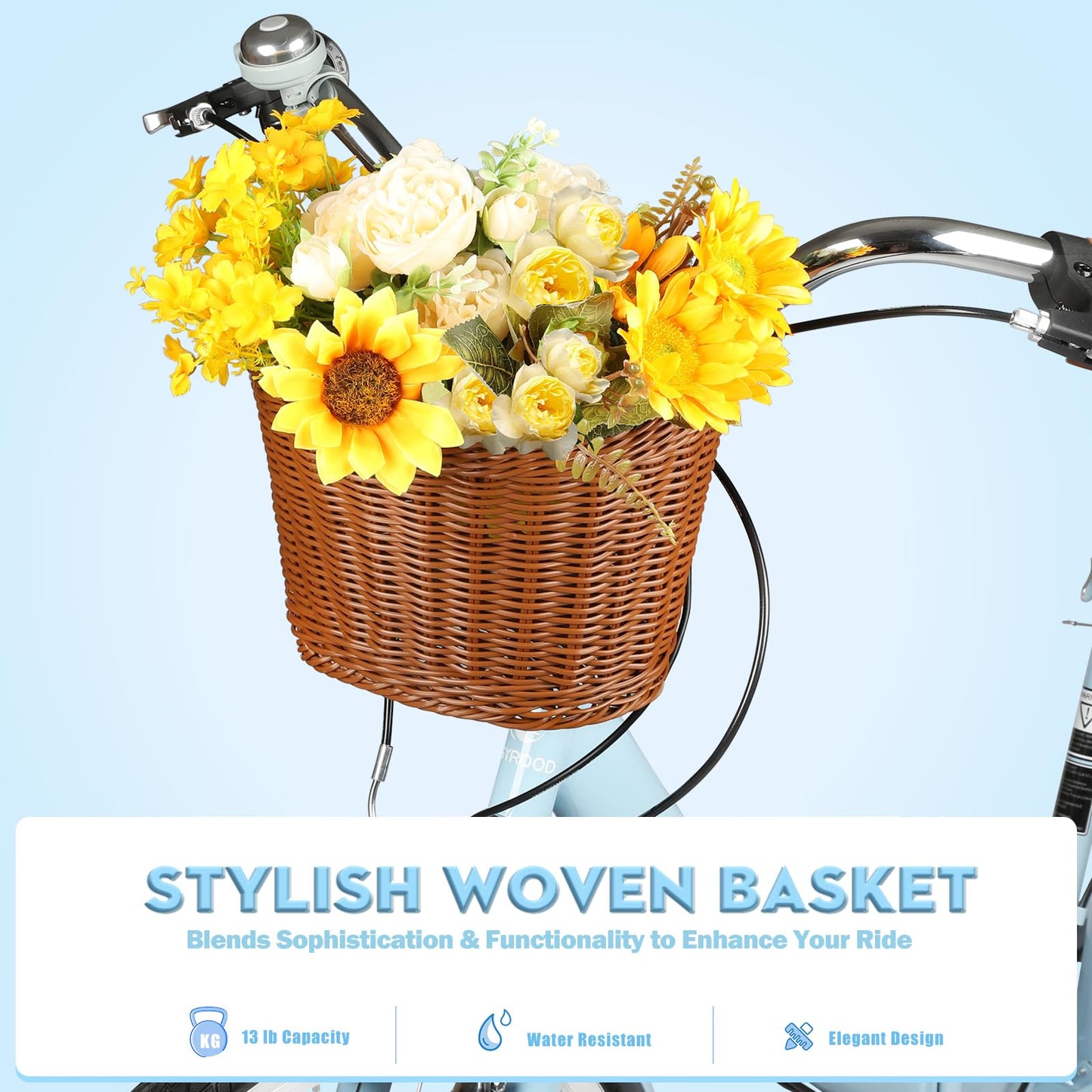 kaiwrxin 26 Inch Folding Beach Cruiser Bike for Women, 7-Speed Ladies Bike with Basket & Rack, Perfect for City Commuting's Bicycle, Ideal for Women and Adults (Blue, 26")