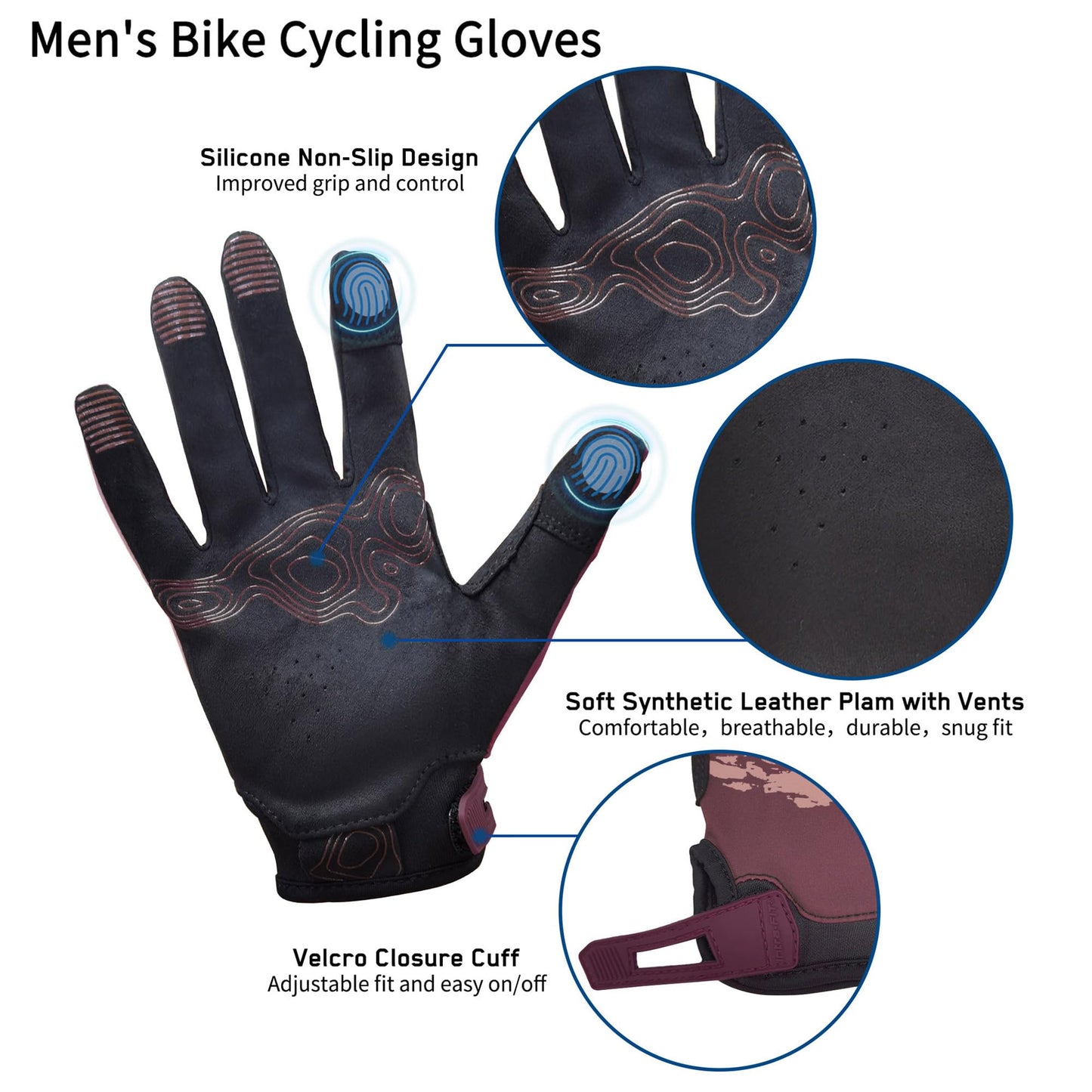 Intra-FIT Cycling Gloves for Men Women, Bike Riding Gloves Biking Gloves, Touch Screen, Breathable and Lightweight Road Racing Bicycle Gloves for Outdoor Sports (Purple, Small)