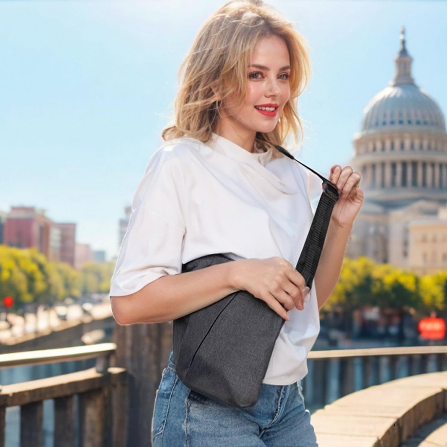 Anti Theft Crossbody Bag, WANDER PLUS Authentic Crossbody Bags for Women Men, Convertible Cross Body Bag, Lightweight, Trendy, Casual, Sling Chest Bag Anti-Theft Design for Travel, Sport (Grey)