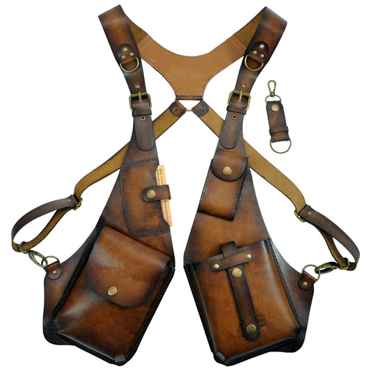 Generic Leather Shoulder Bag for Men - Mens Leather Underarm Shoulder Bag, Anti-Theft Harness Wallet Bag, Adjustable PU Leather Shoulder Strap Outdoor Phone Bag, Dark Brown