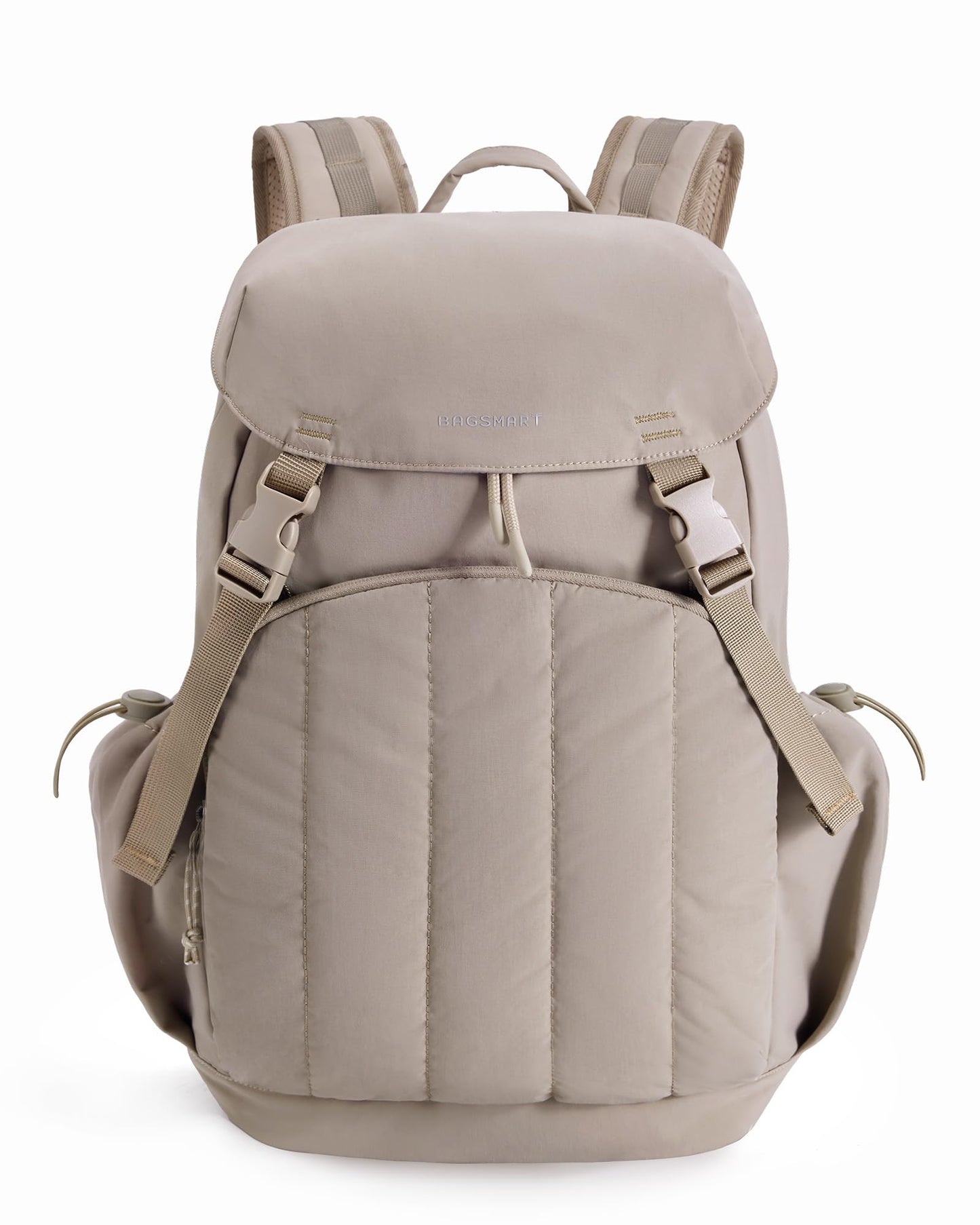 BAGSMART Backpack for Women, Wide Opening Travel Backpack, College Backpack for 15.6 Inch, Water-Resistant Quilted Daypack Lightweight Bookbag, Camel