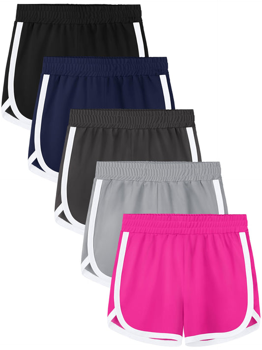 Aikuco 5 Packs Girls Active Shorts Toddler Soccer Shorts Dolphin Running Athletic Gym Workout Shorts Quick Dry Performance Shorts for Kids Mixed Color A 7-8 Years