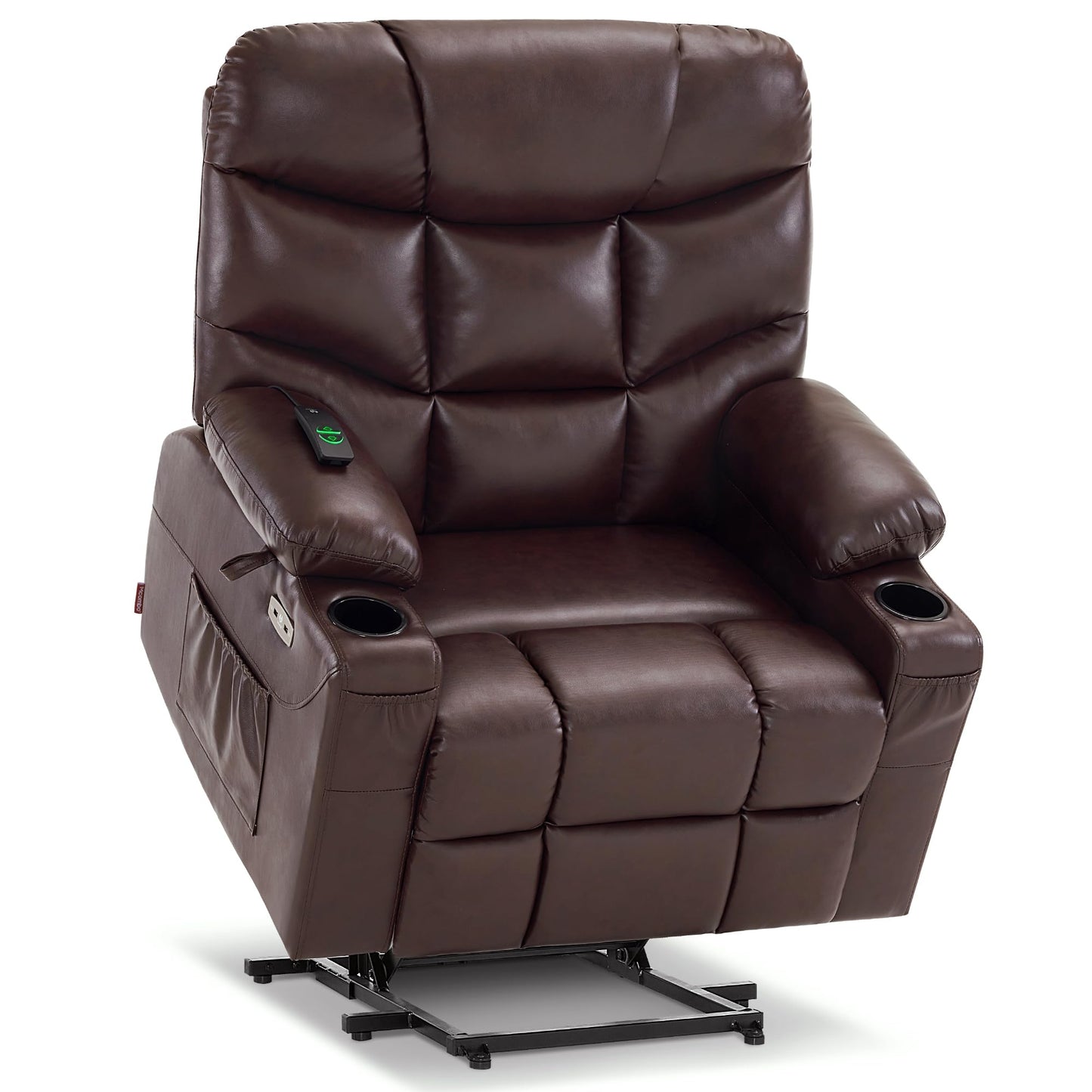 MCombo Oversized Power Lift Recliner Chair with Extended Footrest for Elderly People, Faux Leather R7289 (Dark Brown, Oversize)